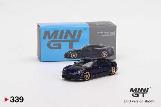 Mini GT Porsche Taycan Turbo S Gentian Blue Meta